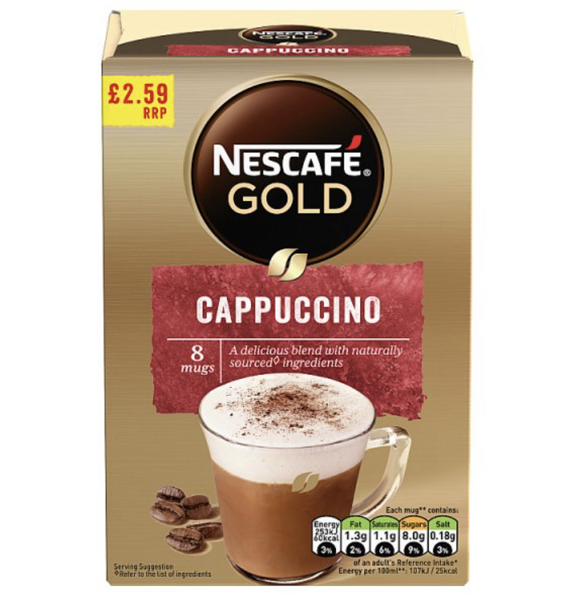 Nescafe Gold Cappuccino unsweetened Taste Instant Coffee Sachets (8 x  14.2g)